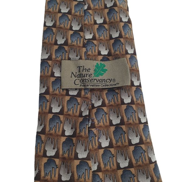 The Nature Conservancy Mens Necktie Tie Elephant Vintage Work Office Dad Gift - Picture 4 of 5